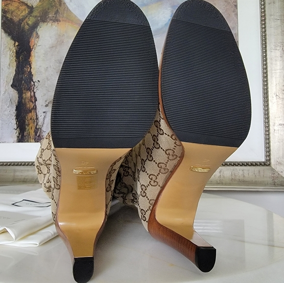 Gucci Lisa Over The Knee Boots GG Supreme Monogram Canvas Size 9 40 - Picture 8 of 10